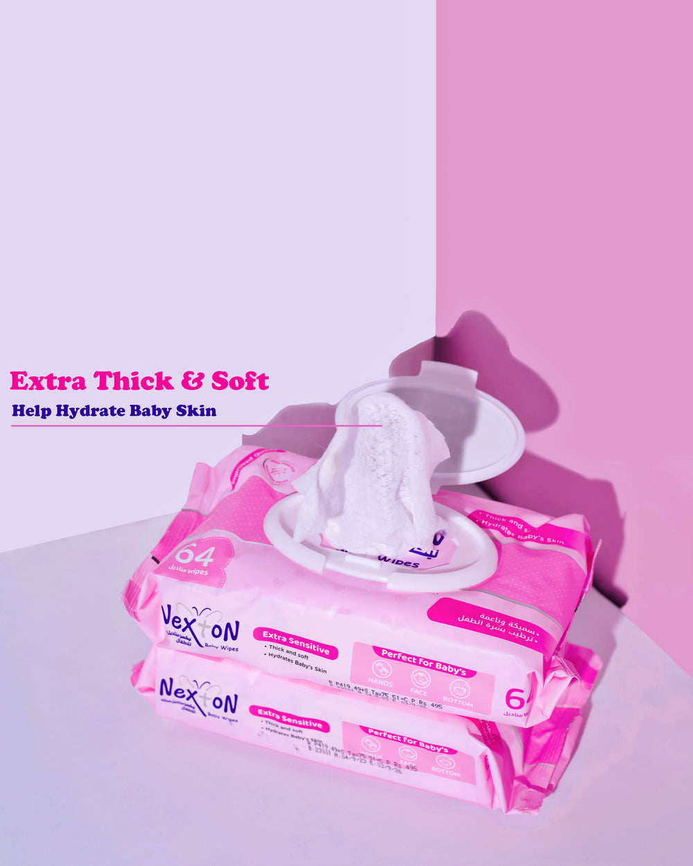 Nexton  Baby Wipes (Extra Sensitive Pink) 64 pcs