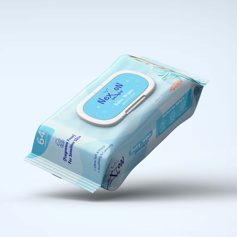 Nexton New Improved Baby Wipes Fragnance Free 64 pcs pack - NEXTON